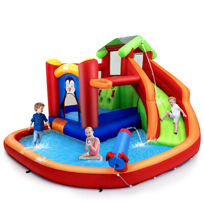 #ad #ad Inflatable Slide Bouncer and Water Park Bounce House w Splash Pool Water Cannon $189.99