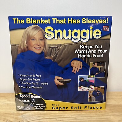 #ad SNUGGIE Original As Seen TV Blanket w Sleeves Blue Adult Soft Fleece S73 $24.99