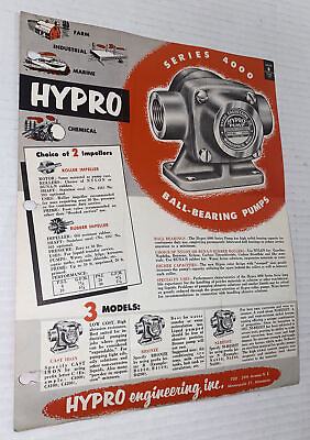 #ad Vintage 1960s Hypro Pumps Series 4000 Litho AD Brochure Minneapolis MN Prop $13.79