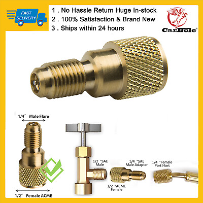 #ad Brass A C Refrigerant Connector Tank Adapter 1 4quot; SAE Male to 1 2quot; ACME Female $7.39