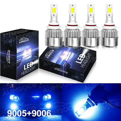 #ad 4PCS 9005 9006 LED Combo Headlight Bulbs High Low Beam Kit 8000K Blue 4000R C6 $29.99