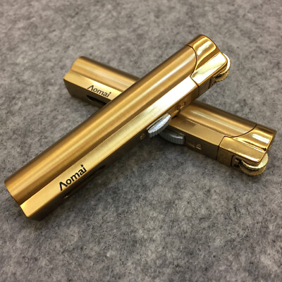 #ad 2pcs Metal Windproof Jet Torch Lock Flame Cigar Cigarette Flint Lighter Gold $12.99