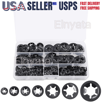 #ad 340pcs Internal Tooth Star Lock Spring Quick Washer Push On Speed Nut Assortment $14.65