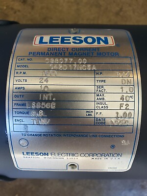 #ad LEESON ELECTRIC MOTOR 1 4hp DC 24 Volt 5 8quot; shaft. Part # C42D17NC5A $120.00
