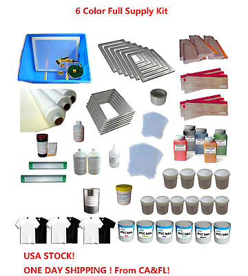 #ad 6 Colors Screen Printing Materials Full Set Silk Printing Press Supply Kit US $632.45