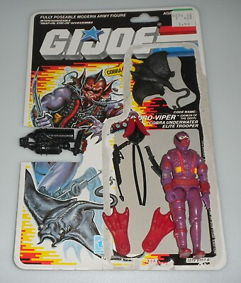 #ad 1988 Vintage GI Joe ARAH Cobra Hydro Viper 3.75 Figure amp; Full Cardback *Complete $46.99