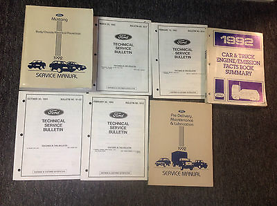 #ad 1992 FORD MUSTANG Service Shop Repair Manual Set W Tech Bulletins Inspection x $239.09