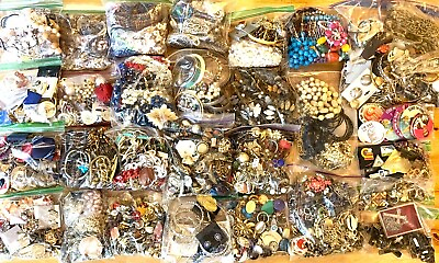 #ad Over 1 lb Lot Vintage Now Costume JUNK Jewelry Part SCRAP Bead Crafting Supplies $15.99