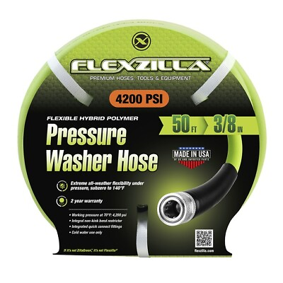 Flexzilla Pressure Washer Hose 3 8 in x 50 ft 4200 PSI Cold Water No Kinking #ad $154.99