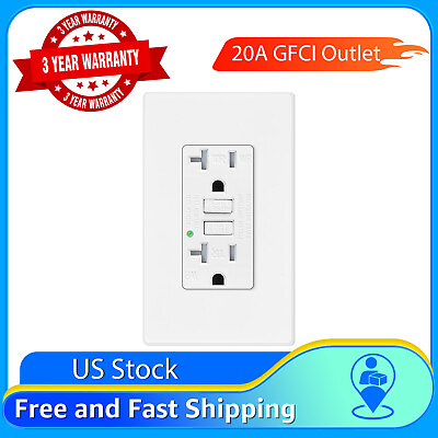 #ad 20 Amp GFCI Outlet 1PK GFI Ground Fault Electric Plugs Wall Plates WR TR ETL $9.98