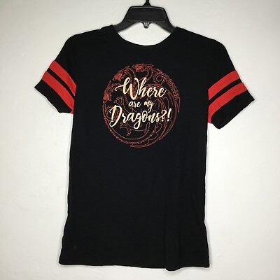 #ad #ad Game of Thrones Shirt Women Size Small Black Where Are My Dragon Short Sleeve $9.74