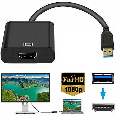 #ad #ad HD 1080P USB 3.0 to HDMI Video Cable Adapter For PC Laptop HDTV LCD TV Converter $8.87
