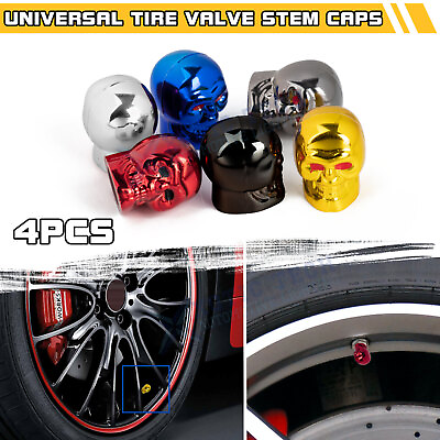 #ad Skull Tire Valve Stem Caps Pressure Wheels Tyre Rim Accessories Universal Fit $8.97