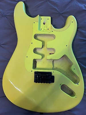 #ad Vintage 80#x27;s Kramer ZX Series Japan Electric Guitar Body Yellow Chartreuse $155.00