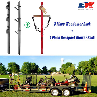 #ad ELITEWILL 3 Place Weedeater Rack amp; 1 Place Backpack Blower Rack for Open Trailer $105.99