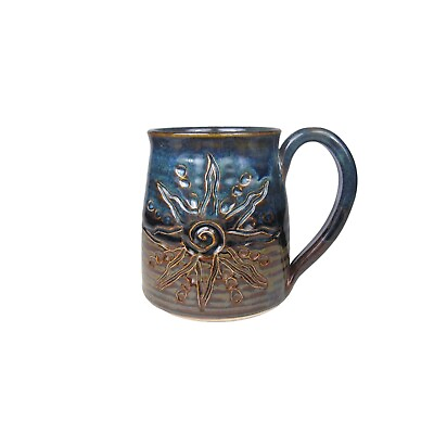 #ad Stoneware Handcrafted Pottery Mug Ceramic Glaze Rustic Sun Hand Crafted Blue $27.30
