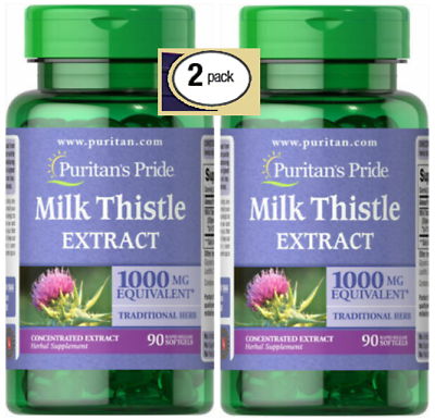 #ad 2 Pack Milk Thistle 4:1 Extract 1000mg Silymarin Concentrated Extract 180 sgls $16.95