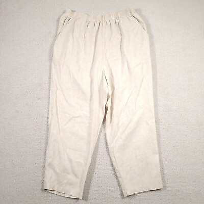 #ad Vintage Briggs Pull On Pants Women#x27;s 22W Beige Cropped Capri Made in USA $14.97