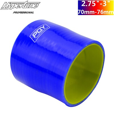 #ad Blue PU 3quot; To 2.75#x27;#x27; 76 70mm Straight Reducer Pipe Silicone Coupler Hose $11.99