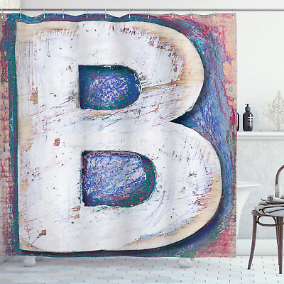 #ad Letter B Shower Curtain Ancient Printing Old B Print for Bathroom $36.99