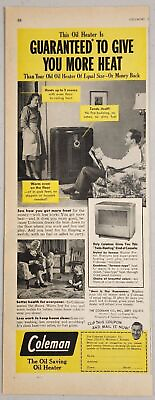 #ad 1948 Print Ad Coleman Oil Heaters Save Oil Made in WichitaKansas $14.26