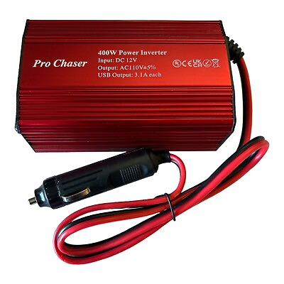 #ad New Pro Chaser 400W Power Inverter DC 12v to 110v AC Car Inverter w 2 USB Ports $18.89