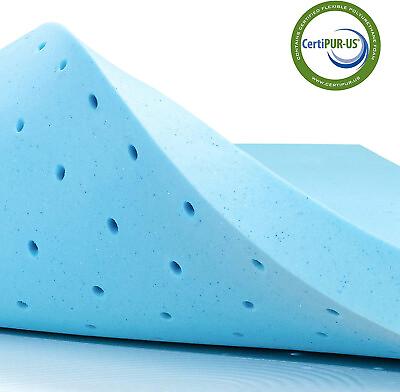 #ad 4 Inch Gel Memory Foam Mattress Topper Ventilated Cooling Bed Pressure Relief $135.39