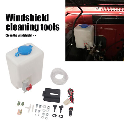 #ad 1.5L 12V Universal Windshield Washer Bottle Tank Pump Wiper System Reservoir Kit $26.15