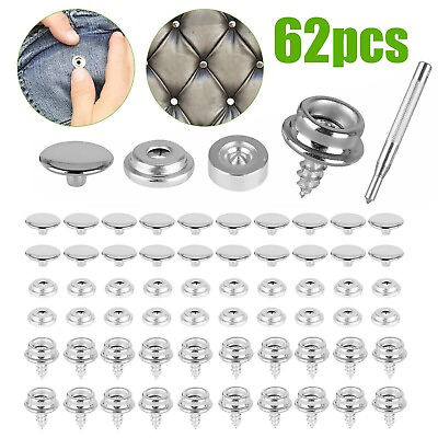 #ad 62 X Stainless Steel Fastener Snap Press Stud Cap Button Marine Boat Canvas Set $7.99