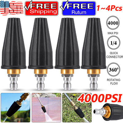 #ad 1 4Pcs 4000 PSI Turbo Nozzle Rotating Rotary For Pressure Washer 1 4quot; Connector $9.65