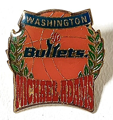 #ad Washington Bullets Michael Adams Vintage 1991 NBA Basketball Pendant Hat Pin $7.50