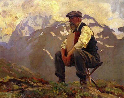 #ad #ad Oil John Singer Sargent Elder man portrait seated in landscape Reconnoitering $69.69