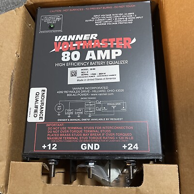 #ad VANNER BATTERY EQUALIZER 80 AMPS VOLT MASTER MODEL 66 80 NEW 081718 66 80 $649.95