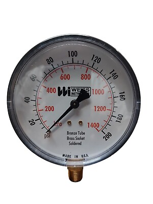Weiss Instruments Tl35 200 4l 1 4quot; Male 0 200 Psi 3.5quot; Round Pressure gauge #ad $18.30