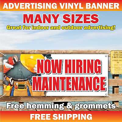 #ad NOW HIRING MAINTENANCE Advertising Banner Vinyl Mesh Sign job help wanted repair $179.95