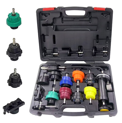 #ad 18pcs Radiator Cooling System Pressure Tester Gasket Water Tank Leak Adapter Kit $69.99