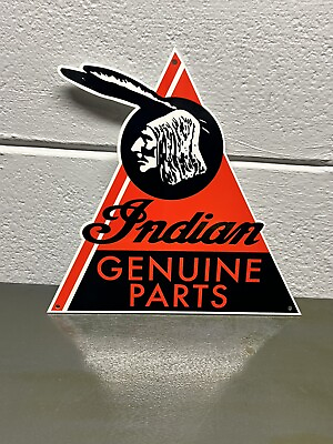 INDIAN Motorcycle Genuine Parts Thick Metal Sign Sales Service Gas Oil Chief $89.99