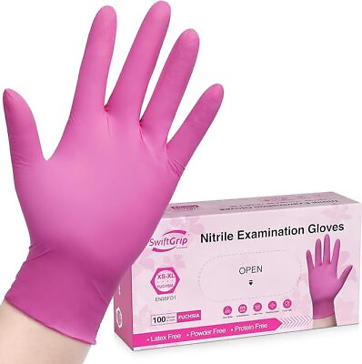 #ad 100pc Disposable Nitrile Exam 3 mil Latex Free Medical Cleaning Food Safe Gloves $6.99