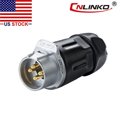 CNLINKO 4 Pin Power Circular Connector Male Dock Plug Outdoor Waterproof IP67 #ad $15.90