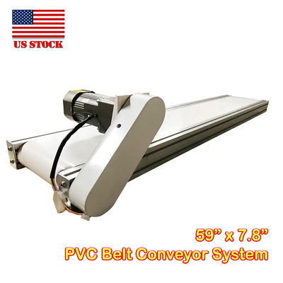 #ad 59quot;x7.8quot; White PVC Flat Conveyor Belt Systems Mesa Type Speed Adjustable 110V $759.99