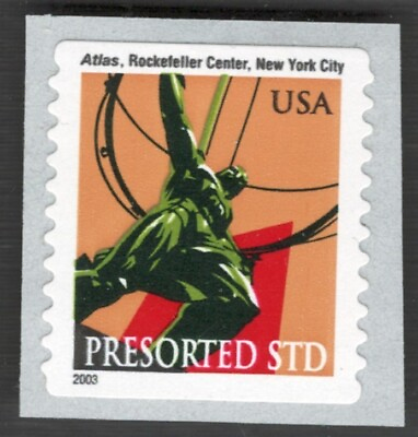 #ad US. 3770. 10c Atlas Status quot;2003quot; Date. New York Coil Pair of 2. MNH. 2003 $1.18