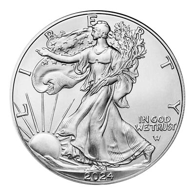 #ad New 2024 American 1 oz .999 Fine Silver Eagle $1 Coin BU Free Shipping $26.99