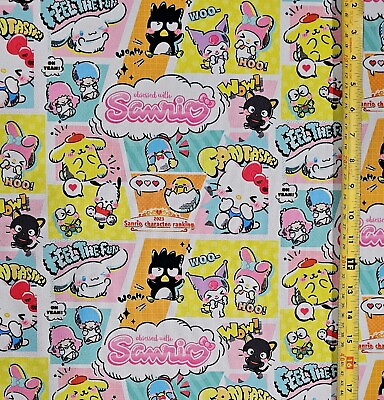 #ad HELLO KITTY AND FRIENDS OBSESSION FABRIC HALF YARD OR 1 YARD $25.00