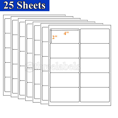 #ad 250 2quot; x 4quot; White Self Adhesive Mailing Postage Shipping Labels 10 Up 25 Sheet $8.98