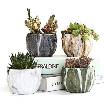 #ad Sun E Modern Style Marbling Ceramic Flower Pot Succulent Cactus Planter Pots $27.25