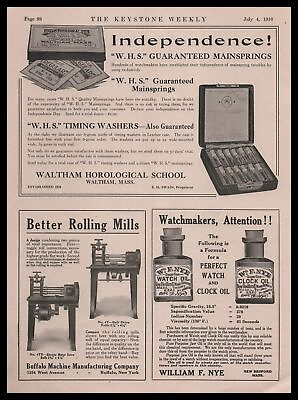 #ad 1916 Waltham Massachusetts Horological School Timing Washer Mainsprings Print Ad $17.46