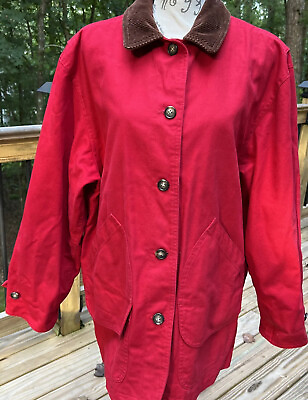 #ad #ad Lands End Womens Barn Chore Coat Jacket Flannel Lined Corduroy Collar Petite L $49.95