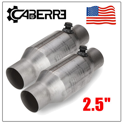 #ad 2pcs Universal Catalytic Converter 2.5quot; Inlet Outlet Stainless Steel Weld on $31.45
