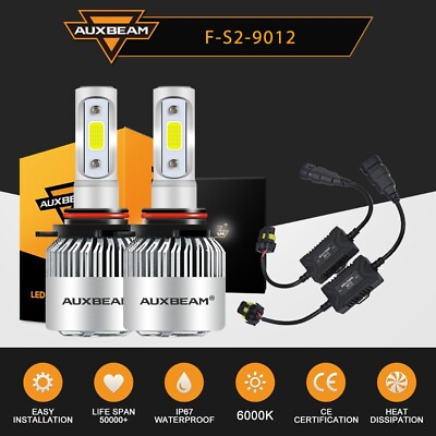#ad AUXBEAM 9012 HIR2 LED Headlight Bulbs Canbus Error Free Anti Flicker Resistor $36.99
