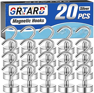 #ad NEW 20 Pack Magnetic Hooks Heavy Duty 25Lbs Strong Magnet Hooks for Kitchen Home $10.99